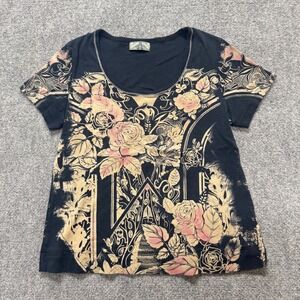 Vanilla Sugar T-Shirt Women's XL Floral Rhinestones Multicolored Y2K